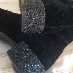 Anne Klein Kimmie Over-the-Knee - Black velvet w/ black heel